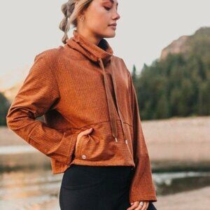 Senita Athletics Funnel Neck Crop Pullover XS, Color - Rust